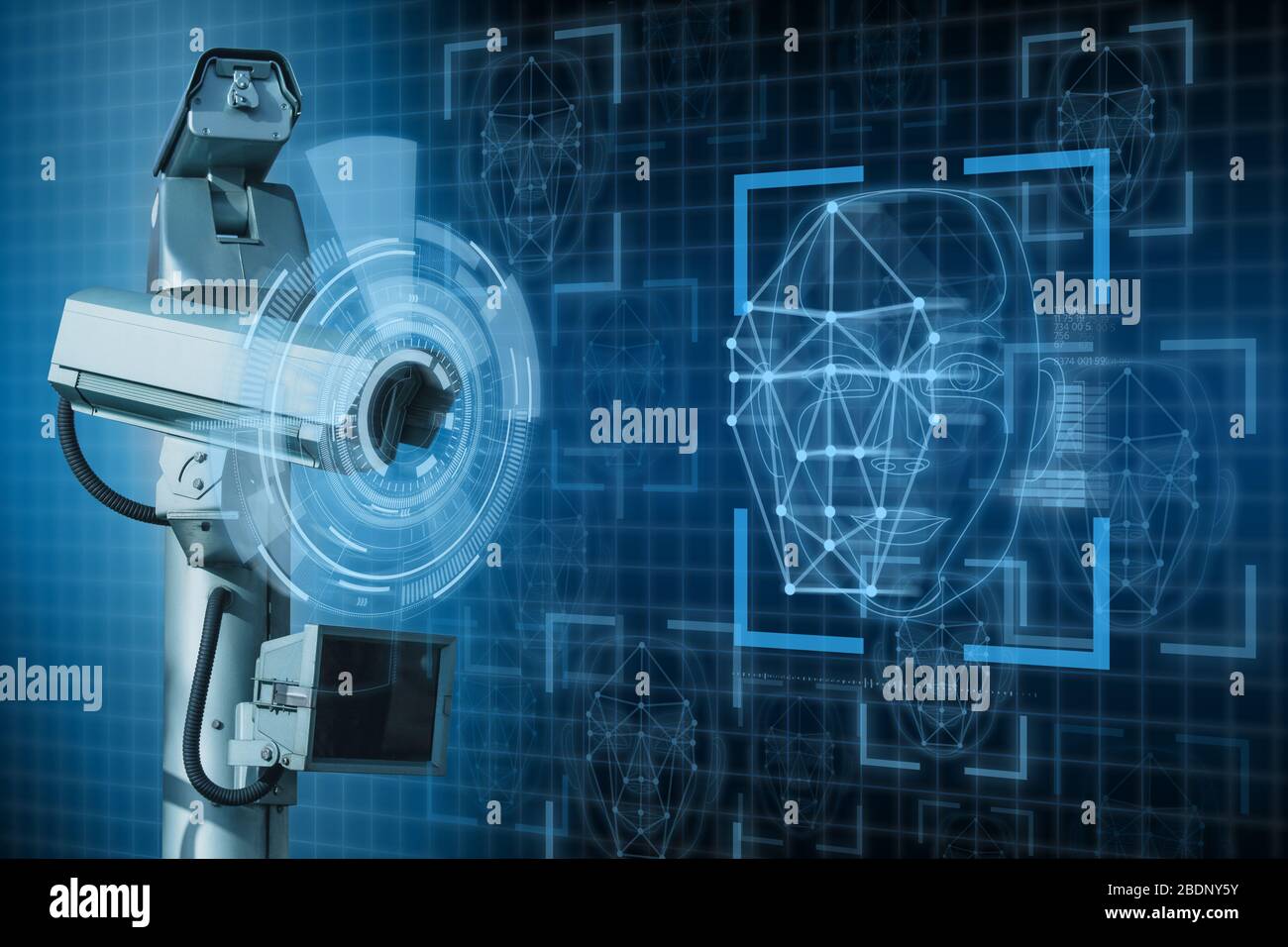 Caméra de surveillance avec système de reconnaissance faciale Banque D'Images
