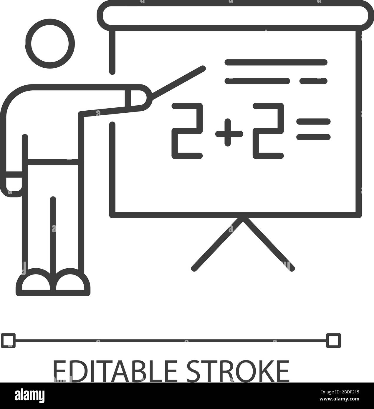 Icône linéaire Perfect tuteur pixel. Indépendant, professeur à distance. Cours en ligne, école à domicile. Illustration personnalisable en ligne fine. Symbole de contour Illustration de Vecteur