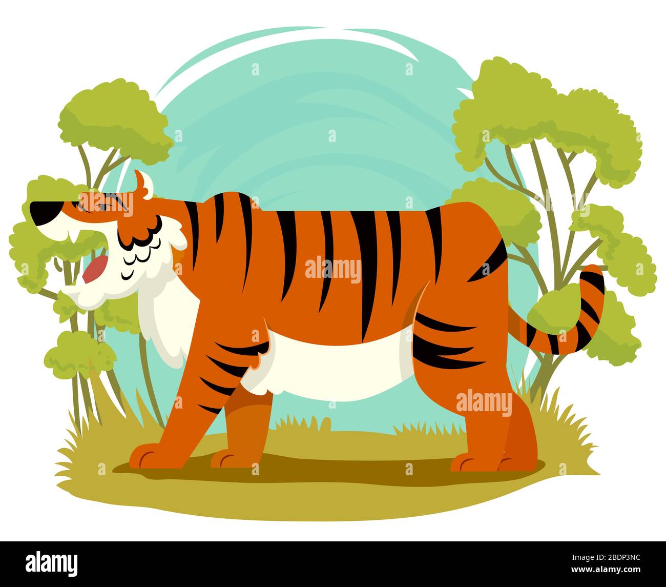 Illustration d'une randonnée du tigre dans la forêt Banque D'Images