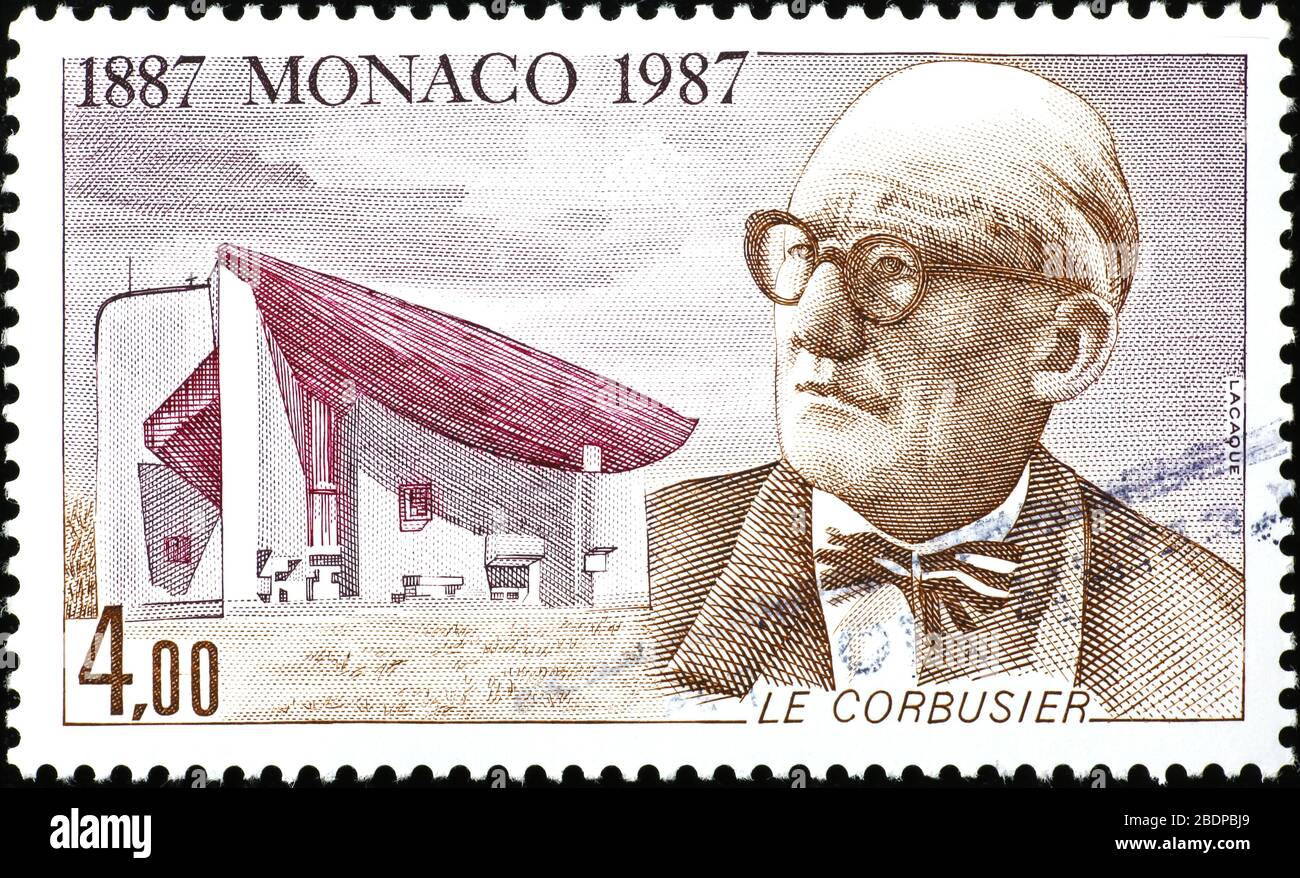 Célèbre architecte le Corbusier sur le cachet de Monaco Banque D'Images