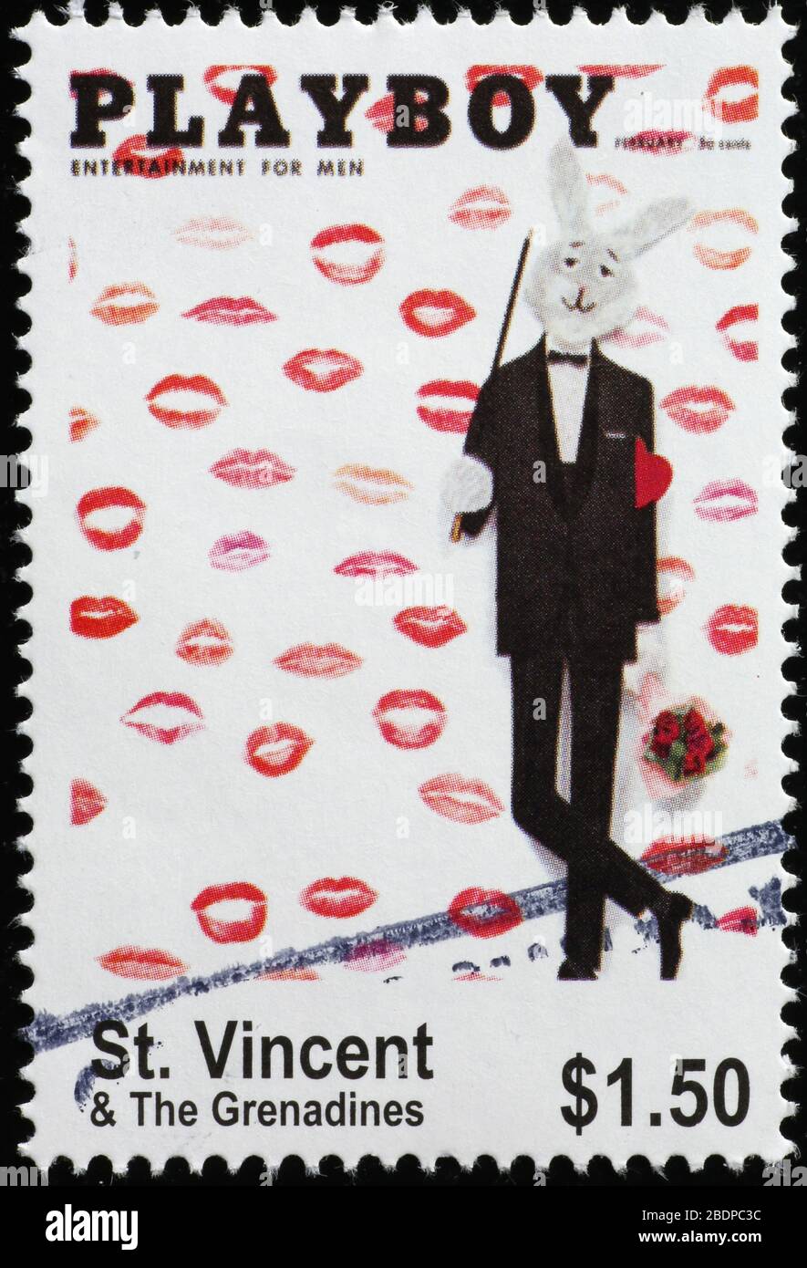 Couverture de l'ancien magazine Playboy sur timbre-poste Banque D'Images