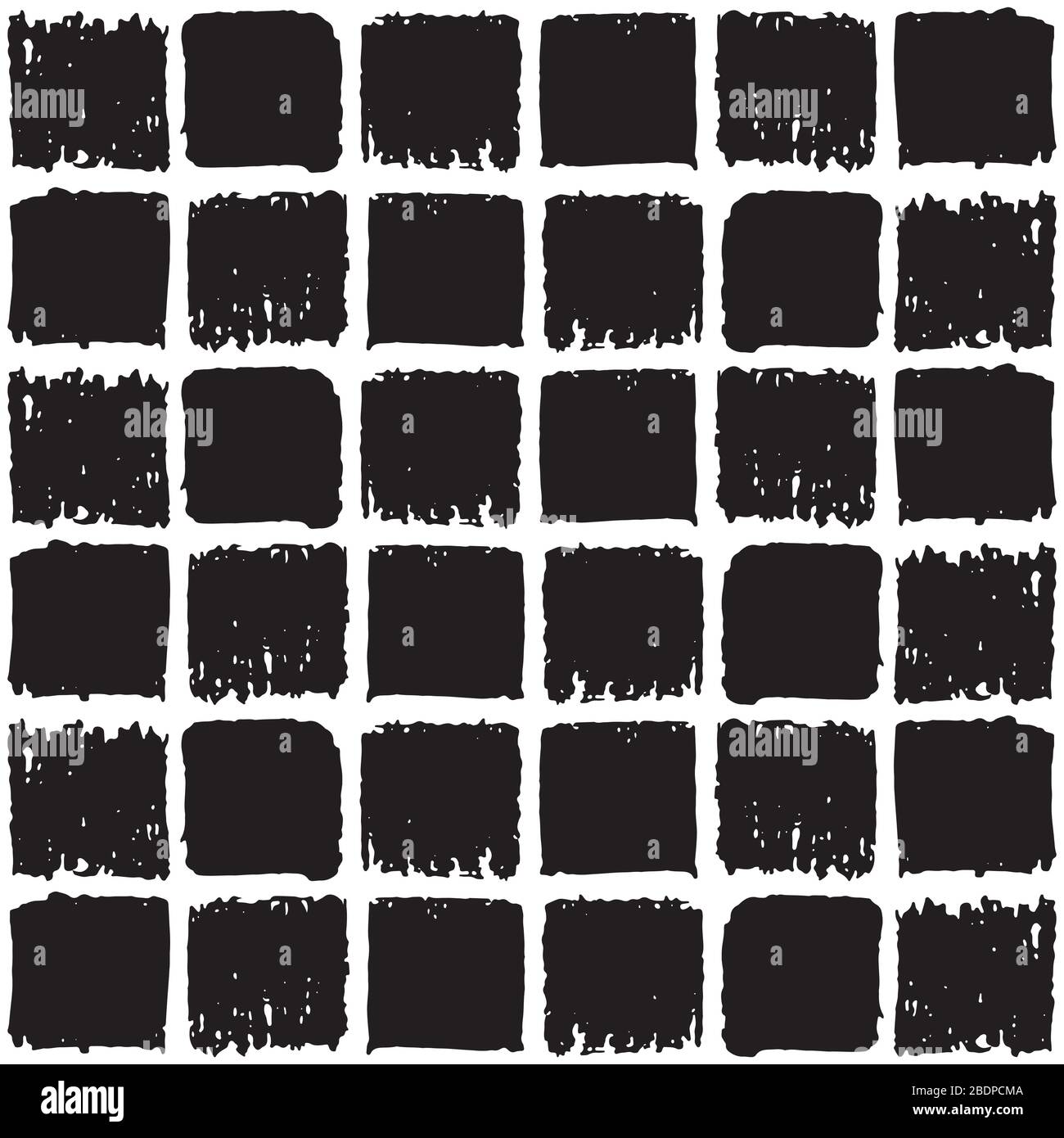 Motif géométrique vectoriel carrés noirs sans couture sur fond blanc, texture de la ligne Doodle Illustration de Vecteur