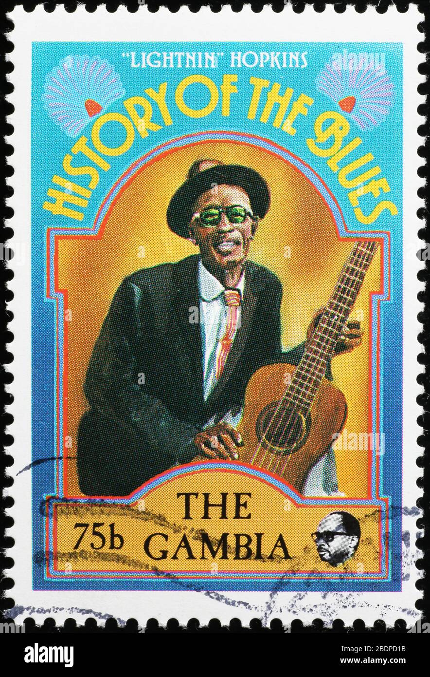 Histoire des bleus, Lightnin'Hopkins sur timbre-poste Banque D'Images