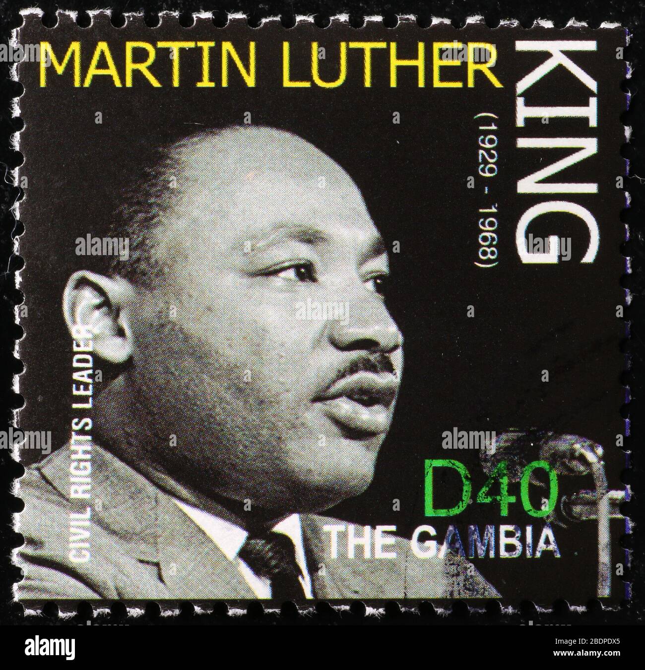 Photographie de Martin Luther King parlant sur timbre-poste Banque D'Images