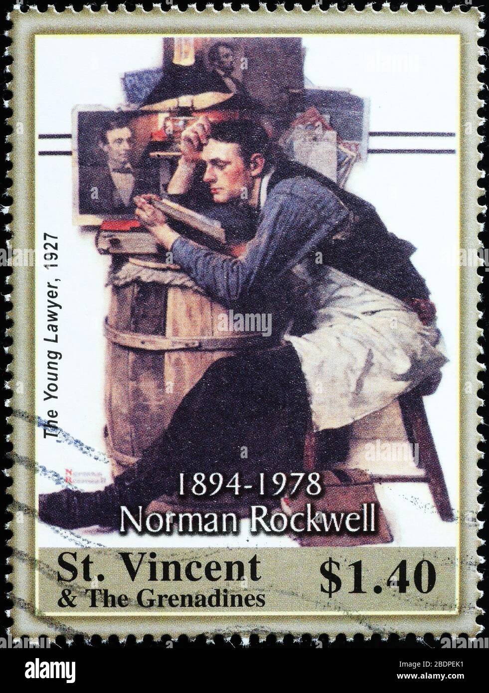 Le jeune avocat de Norman Rockwell sur le timbre Banque D'Images