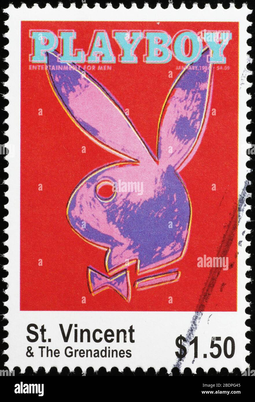 Célèbre lapin de Playboy Magazine sur timbre-poste Banque D'Images