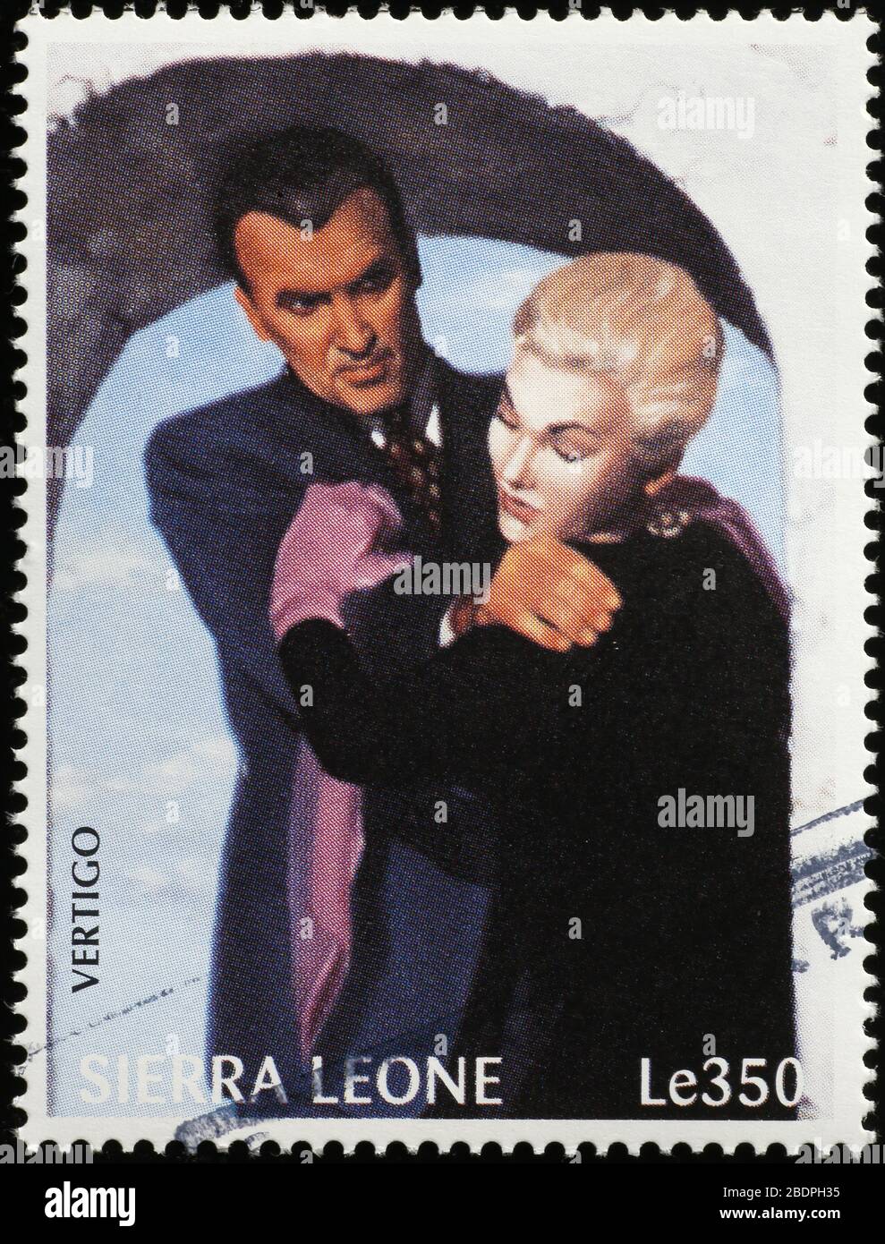 Scène de Vertigo par Hitchcock sur timbre-poste Banque D'Images