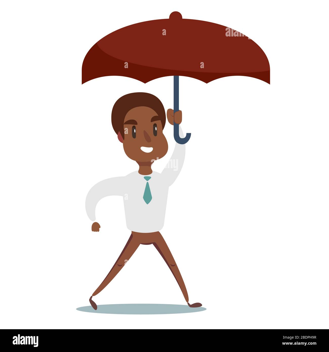 Portrait of a happy African American businessman holding umbrella Illustration de Vecteur