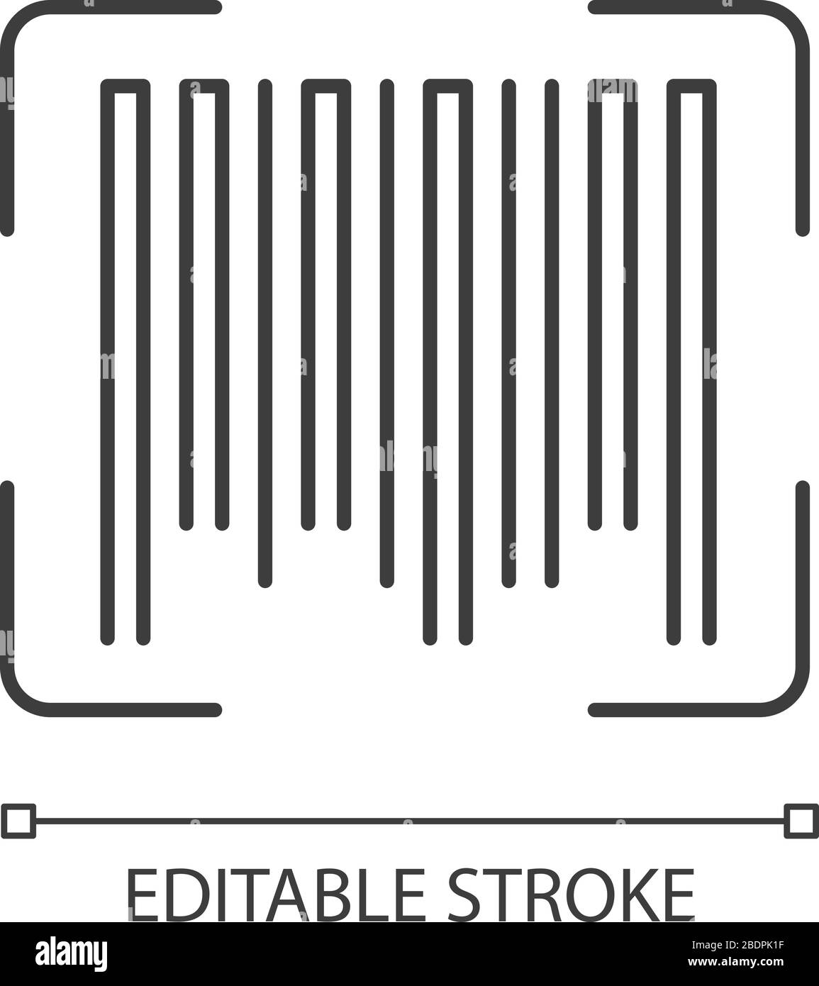 Icône linéaire parfaite de pixel de code-barres. Code produit universel, élément de contrôle qualité. Illustration personnalisable en ligne fine. Symbole de contour. Vecteur isolé Illustration de Vecteur