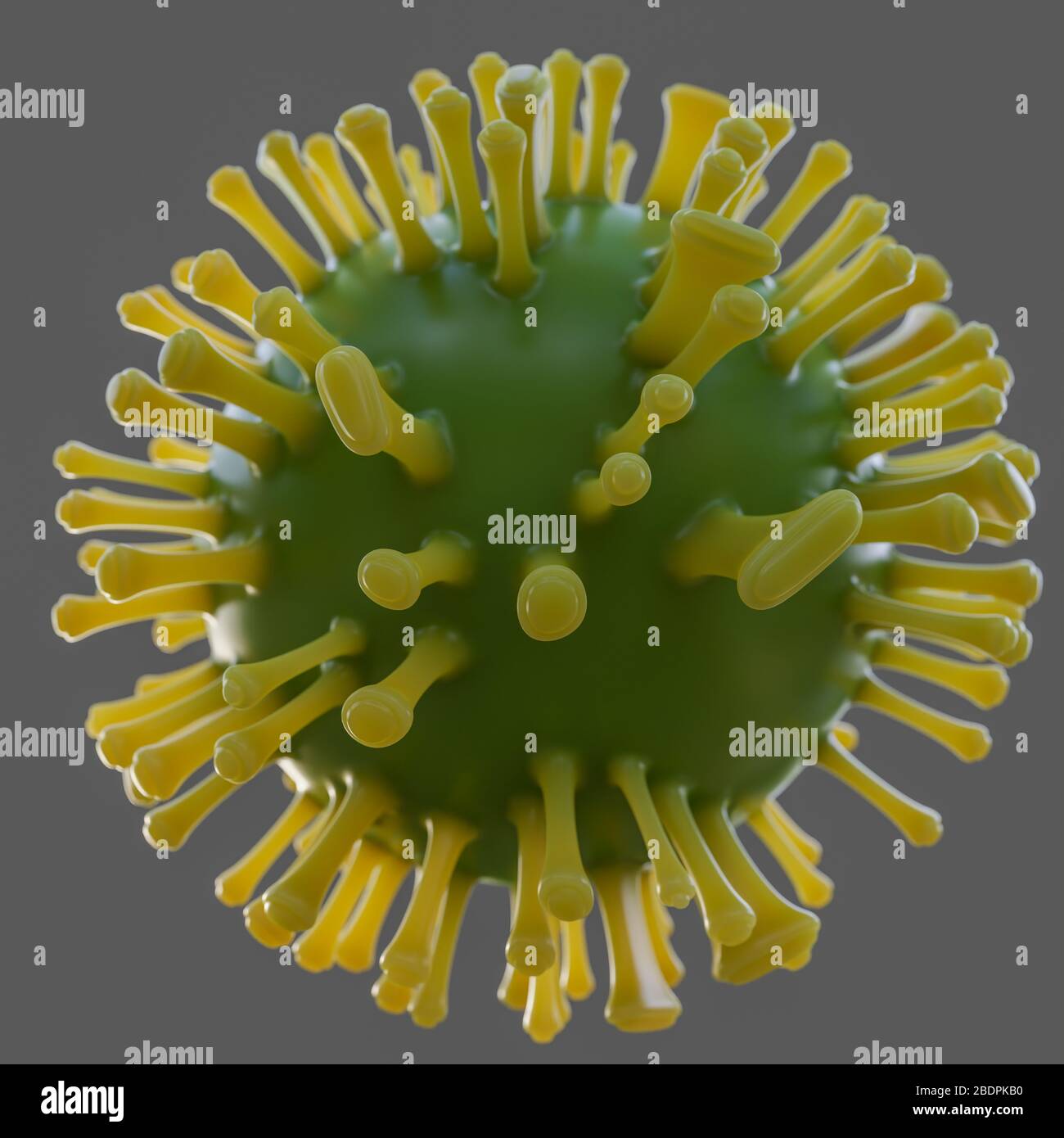 Virus. Microbe rouge abstrait sur fond gris Banque D'Images