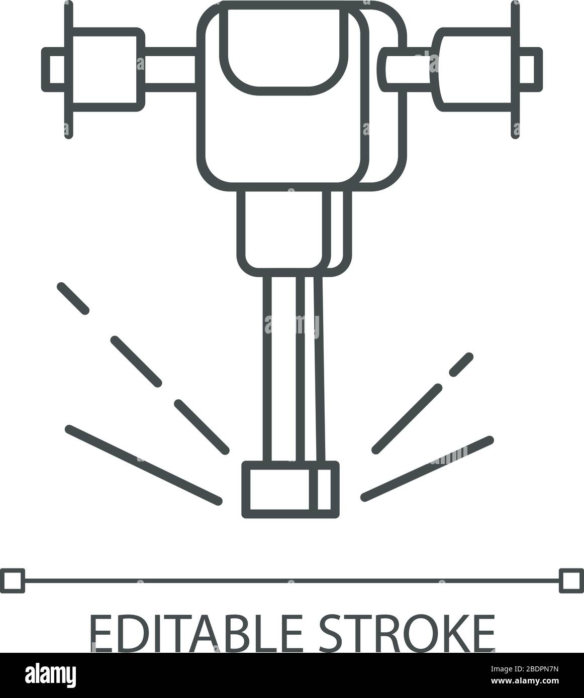 Icône linéaire Perfect pixel perforateur Road Works. Outil de construction et de démolition. Illustration personnalisable en ligne fine. Symbole de contour. Vecteur Illustration de Vecteur