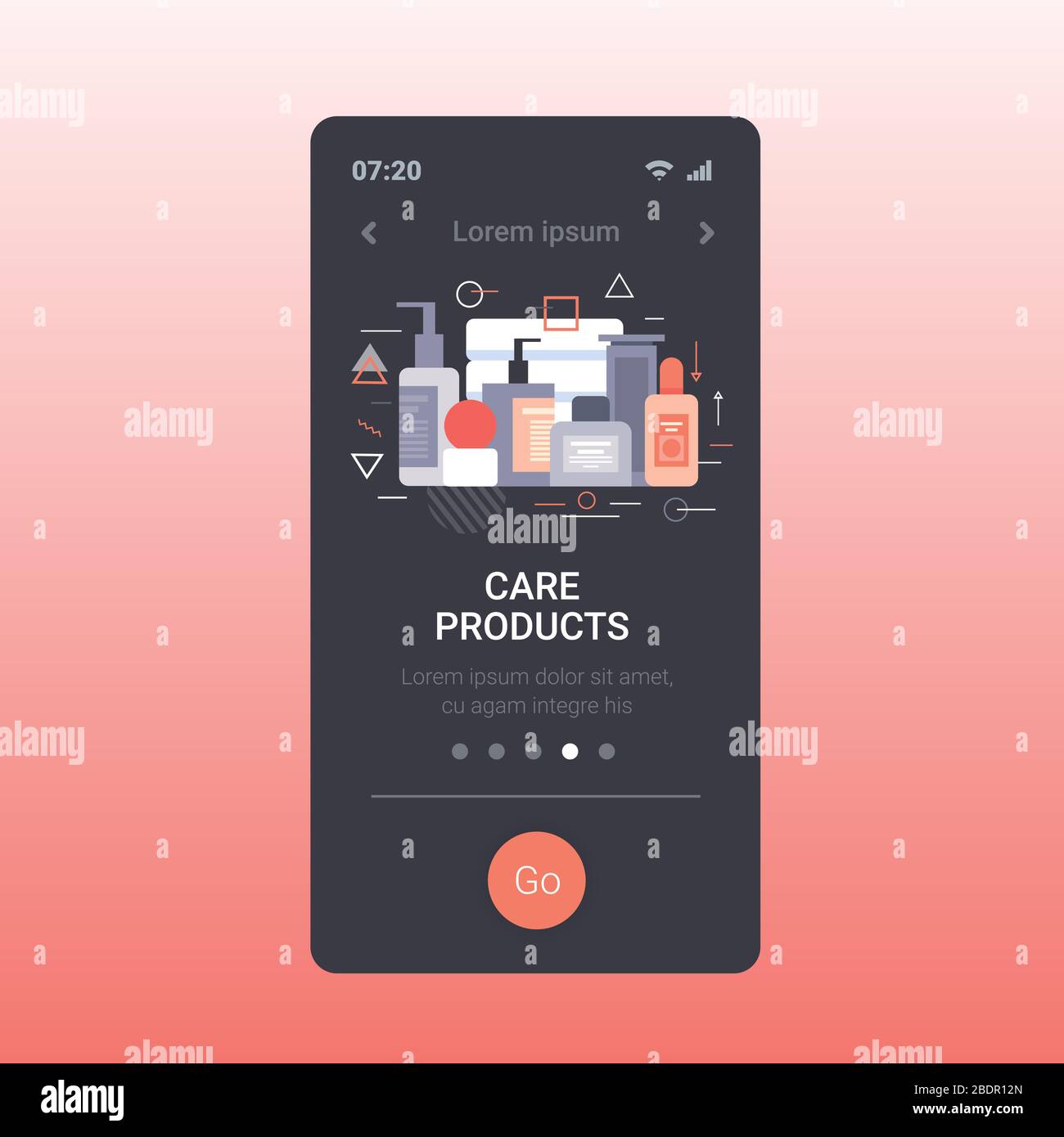 set cosmétiques ou parfums récipients bouteilles beauté visage produits de soins spa naturel cosmétologie emballage traitement de la peau concept smartphone écran en ligne application mobile copie espace illustration vectorielle. Illustration de Vecteur