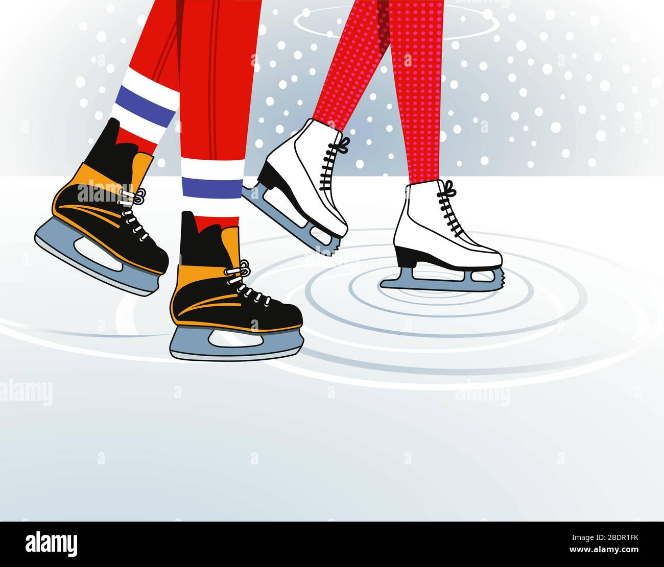 Deux personnes patinage sur glace - illustration vectorielle Illustration de Vecteur