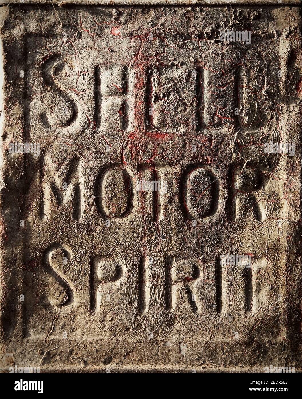 Moteur vintage Shell Spirit CAN carburant. Banque D'Images