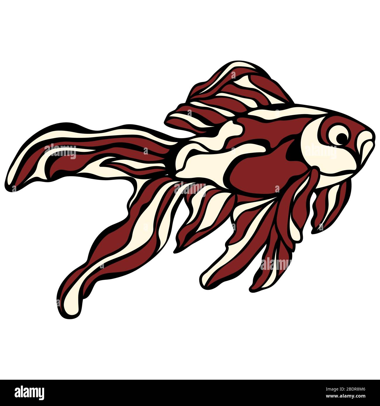 Mignonne icône de poisson rouge. Dessin animé d'une jolie icône vectorielle de poisson rouge pour le web design isolé sur fond blanc. Illustration de Vecteur