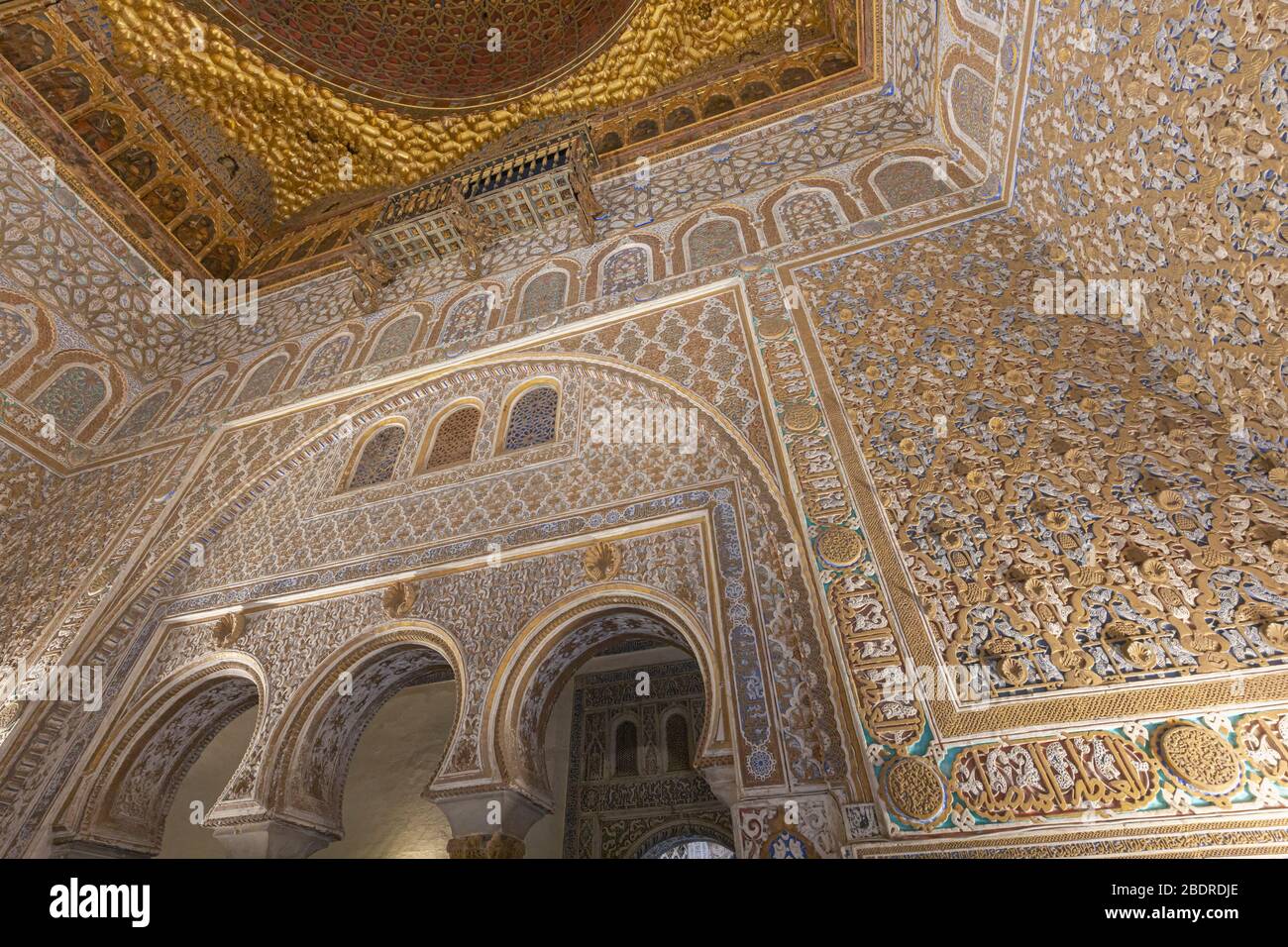 Le salon de Embajadores ou salon des Ambassadeurs, Royal Alcazars, Séville, province de Séville, Andalousie, Espagne. Le complexe monumental formé par t Banque D'Images