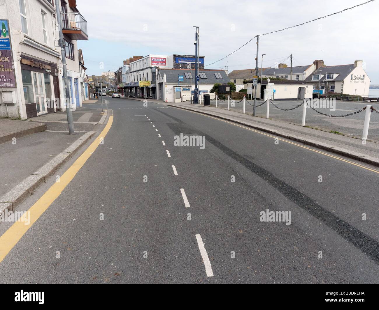 Newquay déserté, Covid 19 verrouillé, zone commerçante vide, entreprise touristique fermée. Newquay Cornwall, Royaume-Uni. Credit:Robert Taylor/Alay Live News Banque D'Images