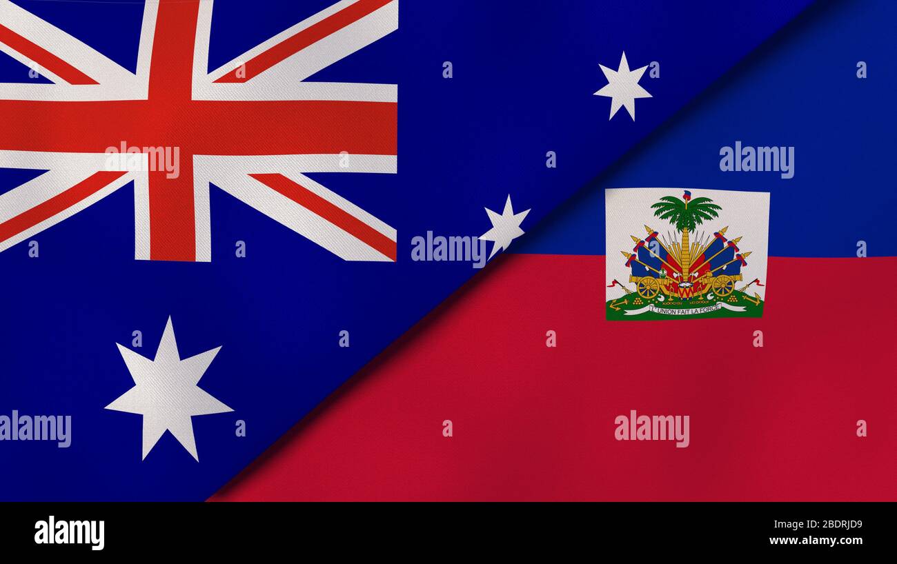 Deux drapeaux d'Etats d'Australie et d'Haïti. Expérience professionnelle de haute qualité. illustration tridimensionnelle Banque D'Images Deux drapeaux d'Etats d'Australie et d'Haïti. Expérience professionnelle de haute qualité. illustration tridimensionnelle Banque D'Images