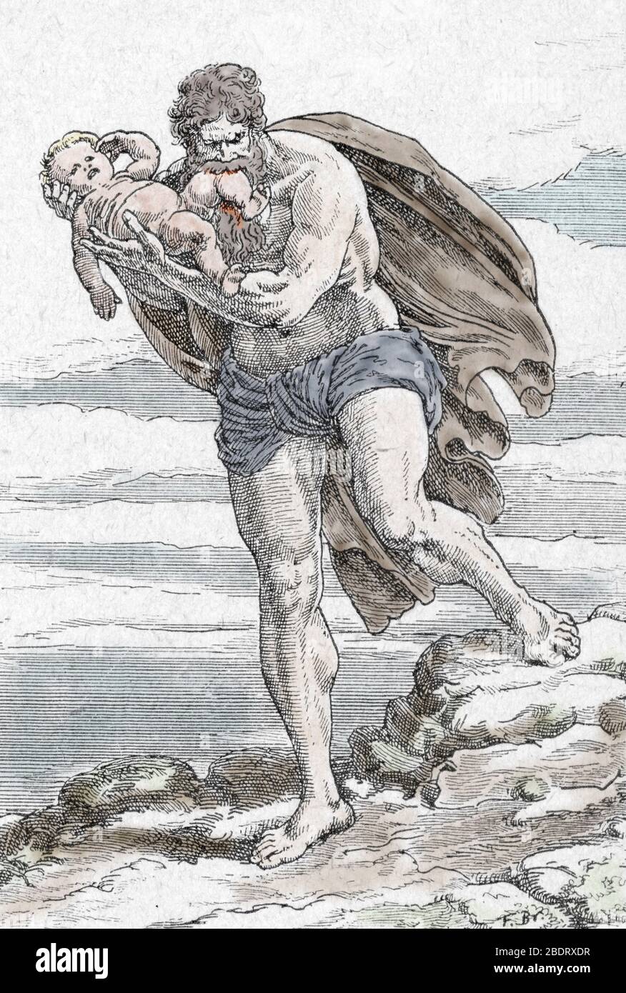 'Représentation de Cronos (Kronos) dévorant un de ses enfants' (Cronus dévorant un de ses enfants) Gravure tiree de 'mes beaux contes mythologiques Banque D'Images