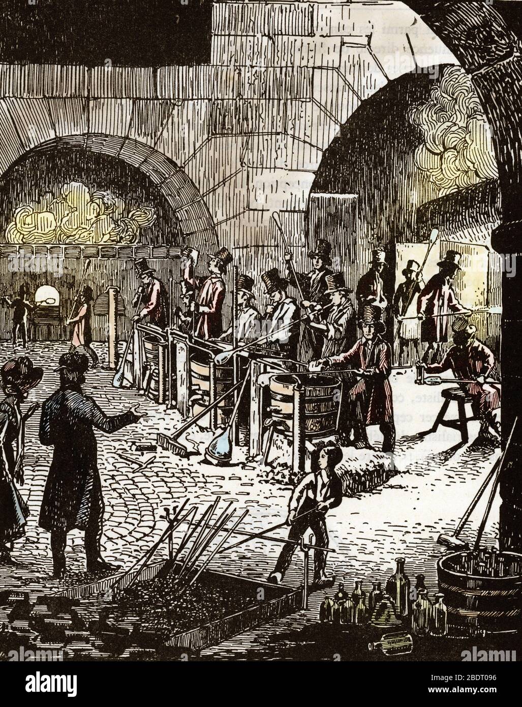'Une verrerie avec des souffeurs de verre, France, 1820' (production de verrerie : souffleurs de verre dans un atelier de verre, France 1820 CA) Gravure 19 cen Banque D'Images