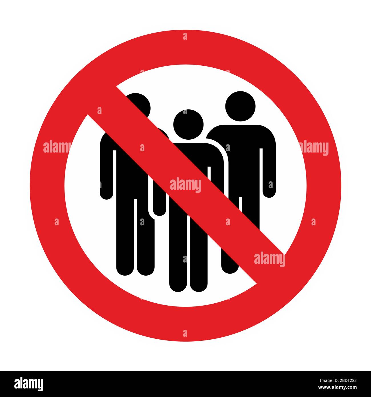 Avertissement et signe de quarantaine interdiction de crowding. Verrouillage Arrêt pandémique éclosion de coronavirus covid-19 2019-nCoV. Voyage avec masque de bouche Vector Illustration de Vecteur
