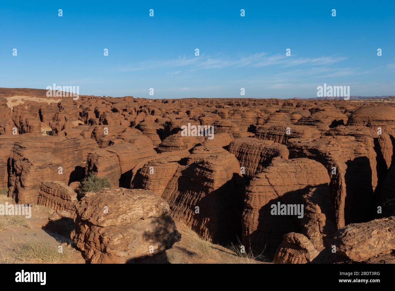 Labyrithe de formation de roches appelé d'Oyo dans le plateau Ennedi sur dessert Sahara, Tchad, Afrique. Banque D'Images