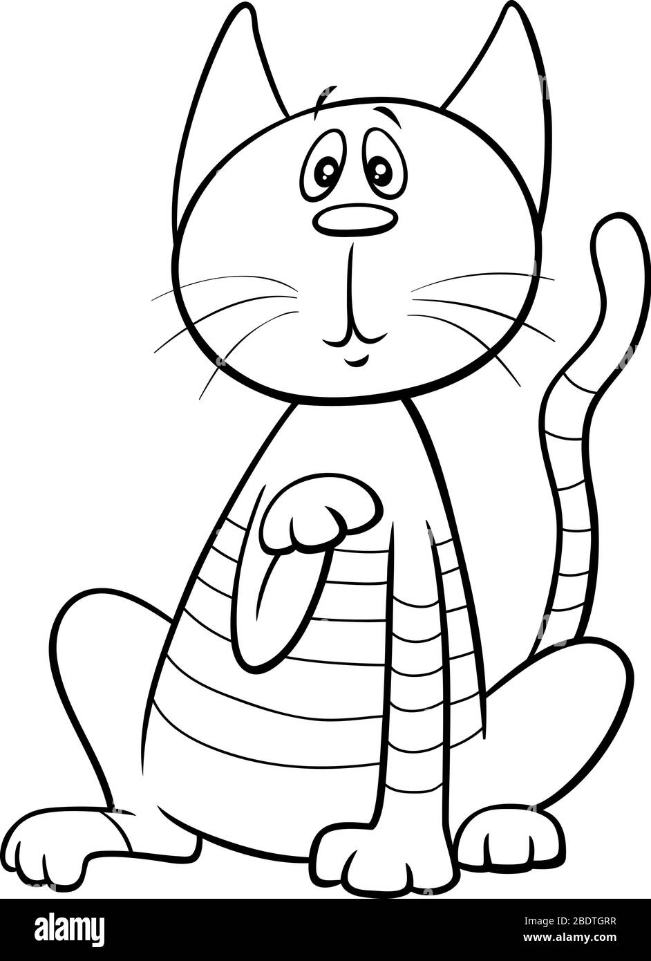 Black and White Cartoon Illustration of Funny surprise Cat ou Kitten Comic Animal Character Coloring Book Page Illustration de Vecteur