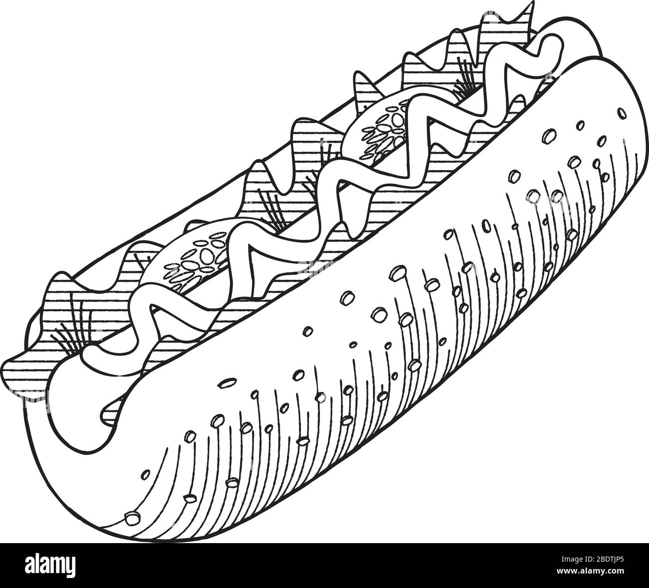 Hot-dog avec moutarde - illustration vectorielle Illustration de Vecteur