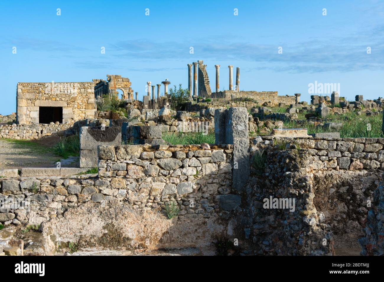 Les ruines romaines de Volubilis au Maroc Banque D'Images