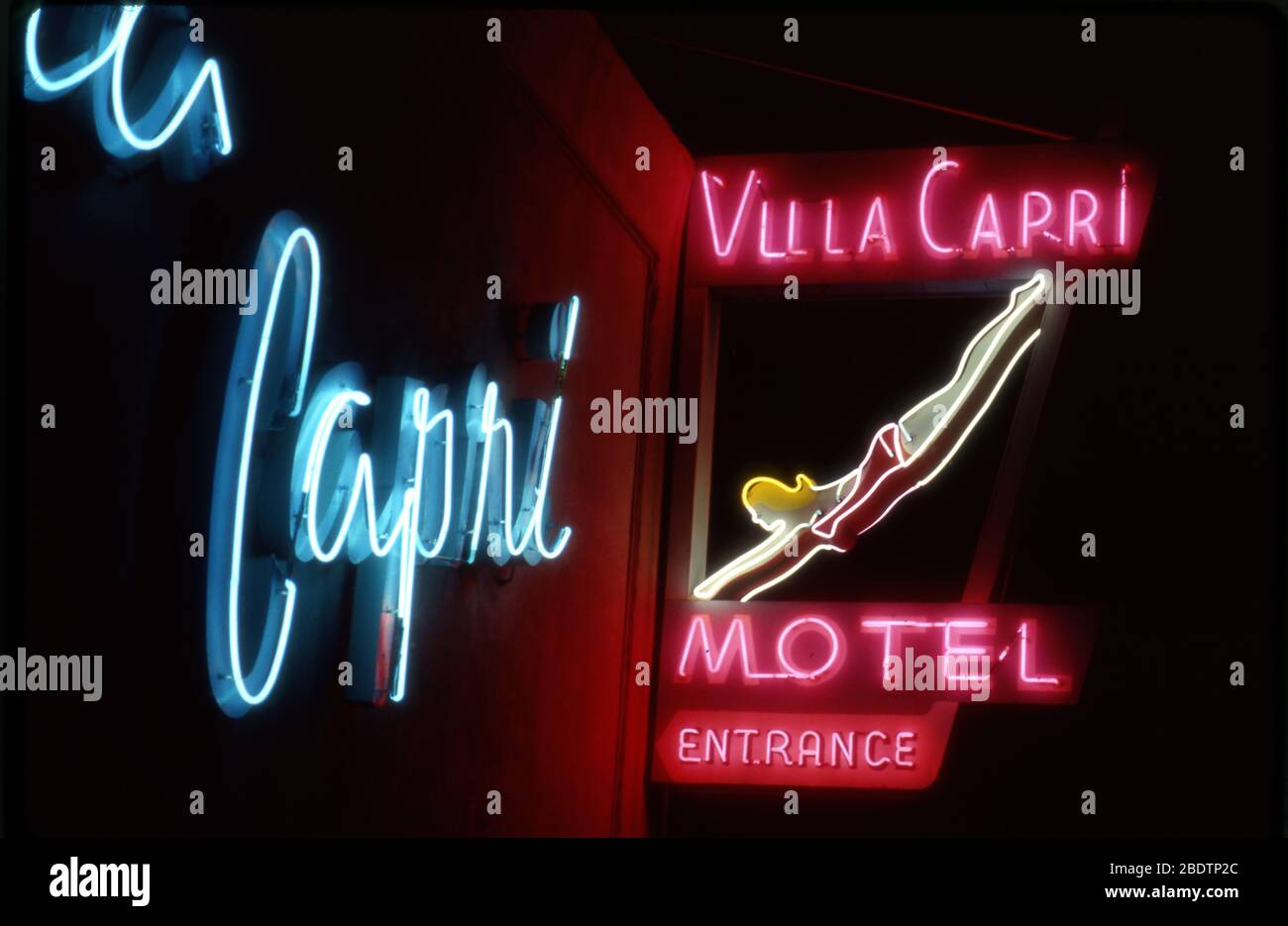 Panneau au néon vintage pour la Villa Capri Motel à Coronado, CA Banque D'Images