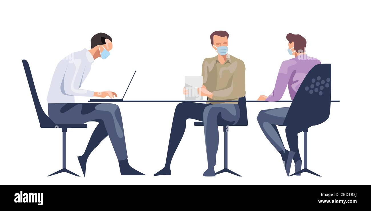 rencontre du masque de port pendant la pandémie de covid-19 du coronavirus Illustration de Vecteur