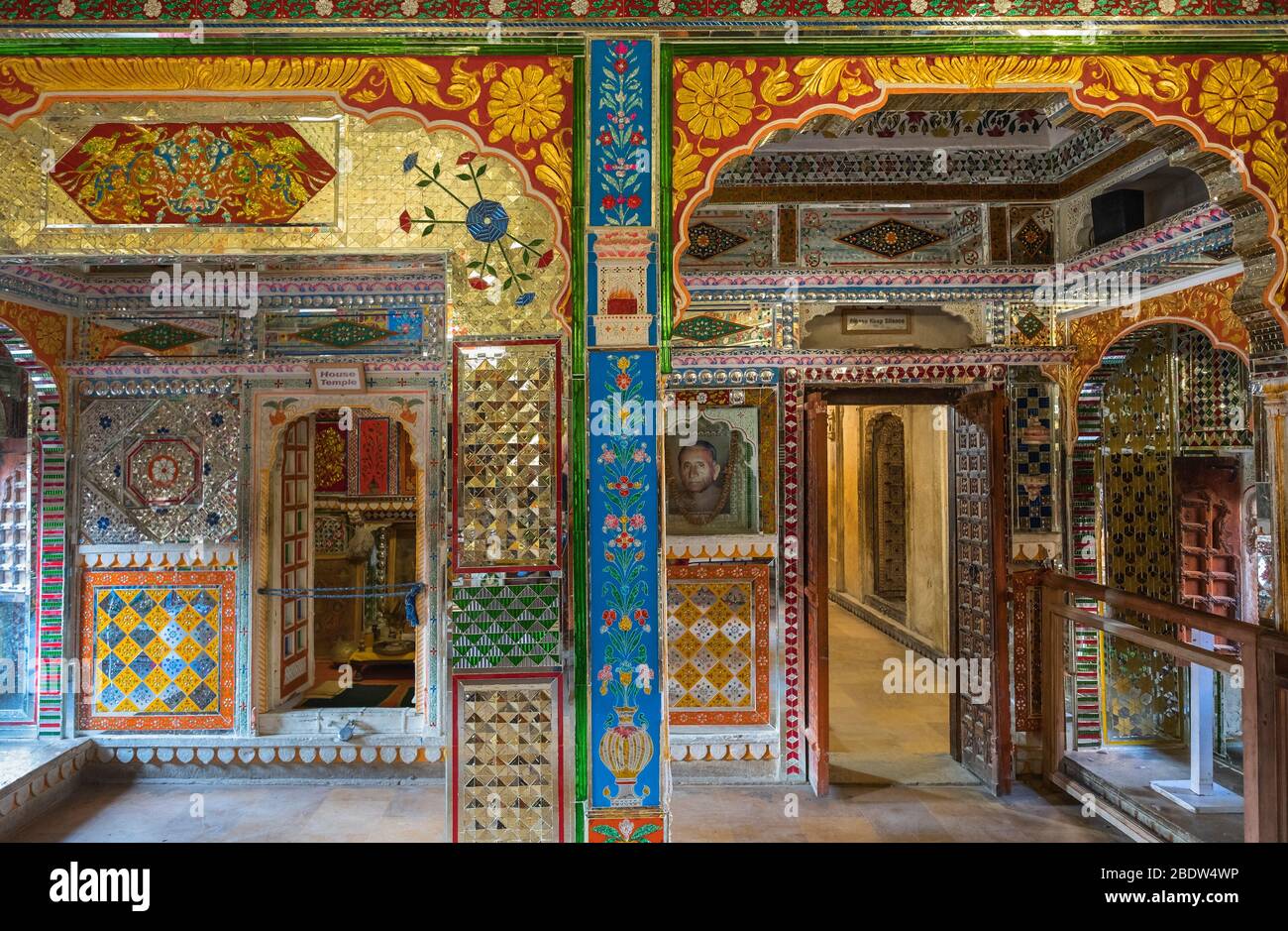 Patwa-ki-Haveli décoration intérieure Jaisalmer Rajasthan Inde Banque D'Images