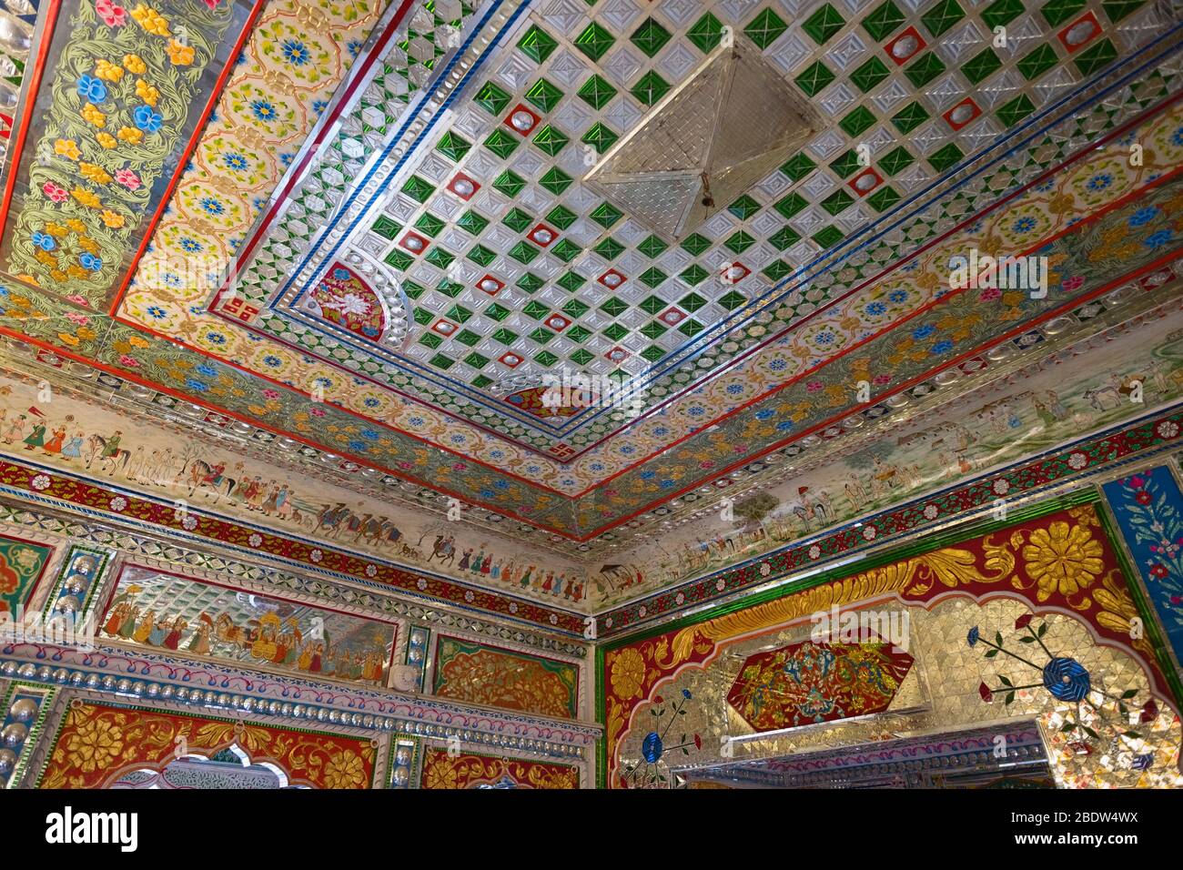 Patwa-ki-Haveli décoration intérieure Jaisalmer Rajasthan Inde Banque D'Images