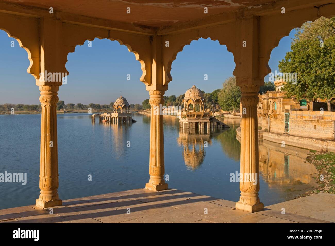 Lac Gadisar Jaisalmer Rajasthan Inde Banque D'Images