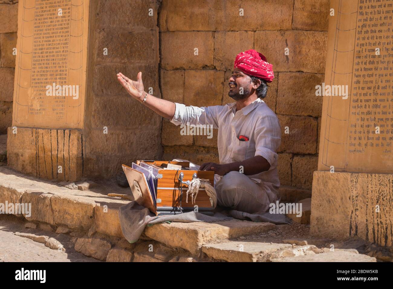 Musicien traditionnel Jaisalmer fort Rajasthan Inde Banque D'Images