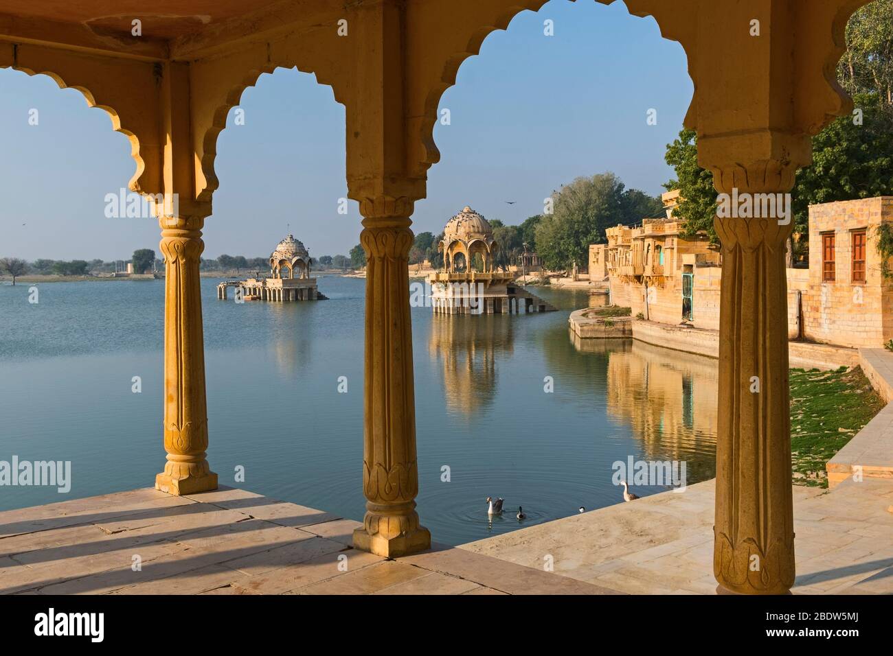 Lac Gadisar Jaisalmer Rajasthan Inde Banque D'Images