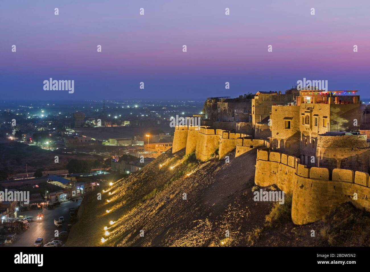 Crépuscule de Jaisalmer fort Rajasthan Inde Banque D'Images