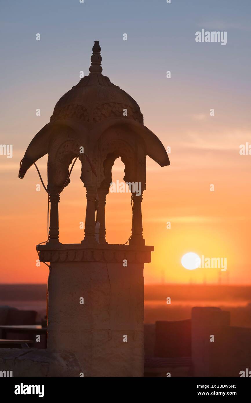 Lever du soleil depuis Jaisalmer fort Rajasthan Inde Banque D'Images