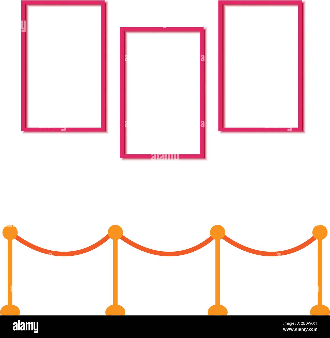 Galerie d'art du Musée. Les peintures sur le mur. Style plat. Illustration de Vecteur