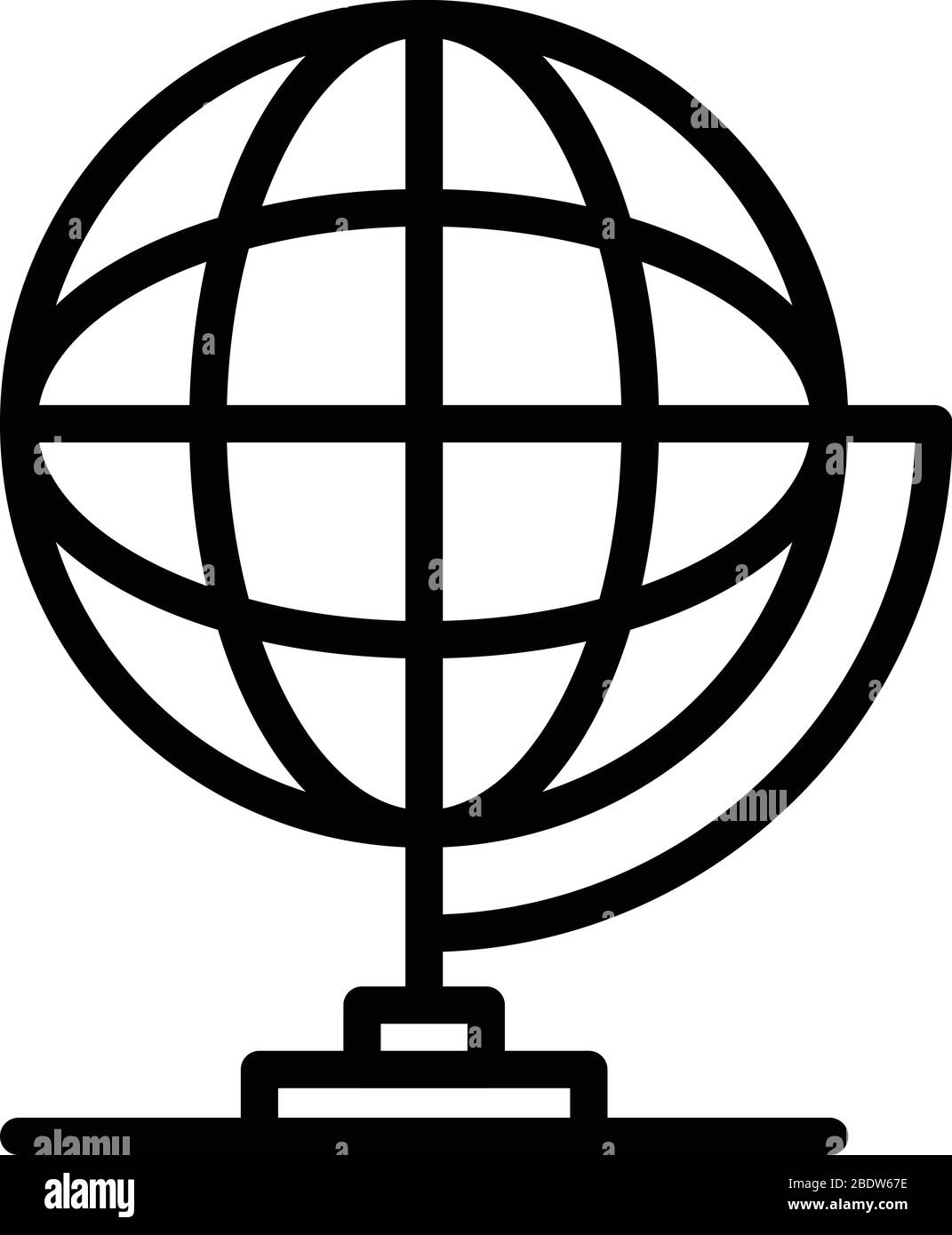 L'icône globe école style du contour, Illustration de Vecteur