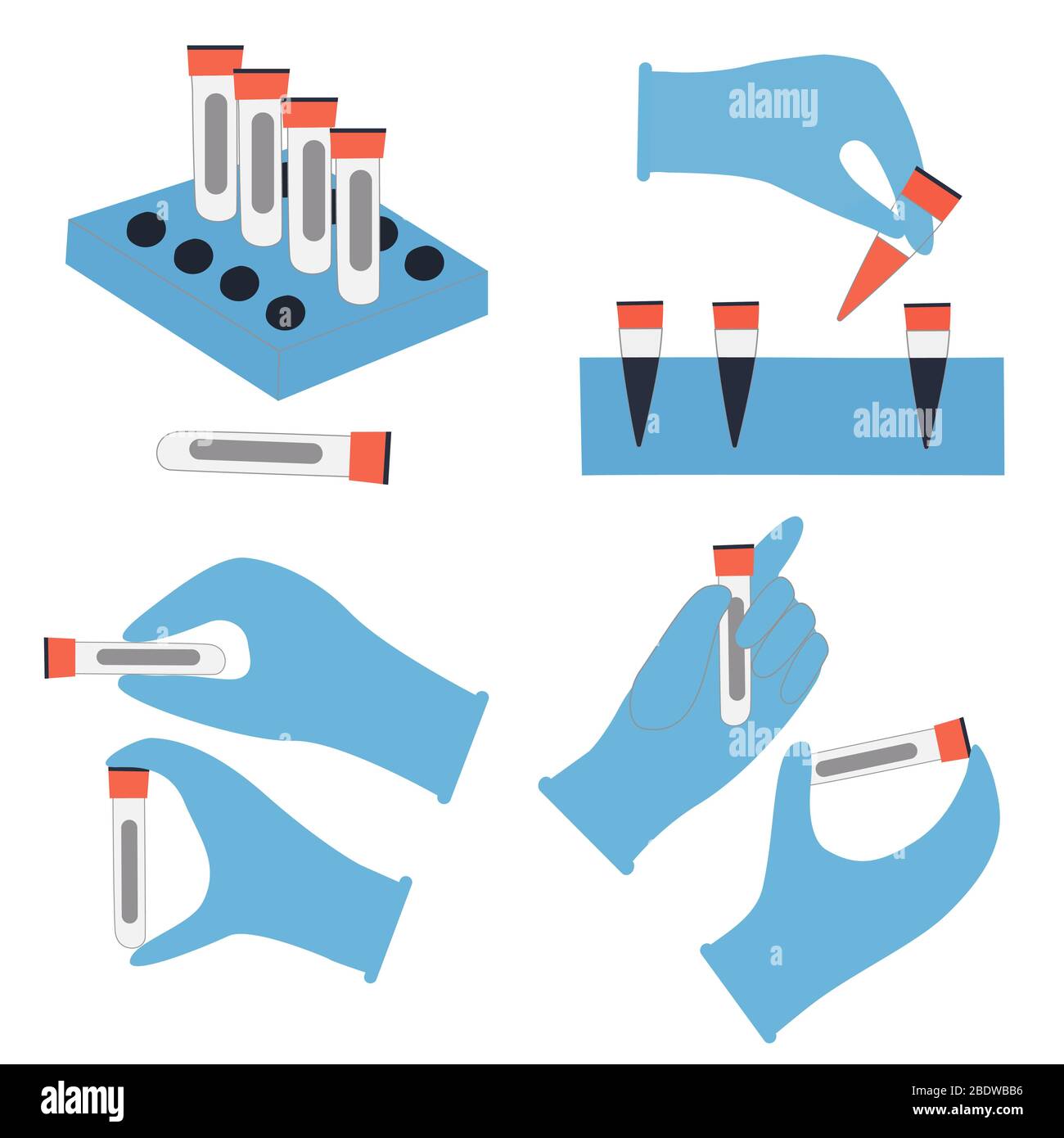 Laboratoire et analyse. Main avec un tube à essai dans un gant Illustration de Vecteur
