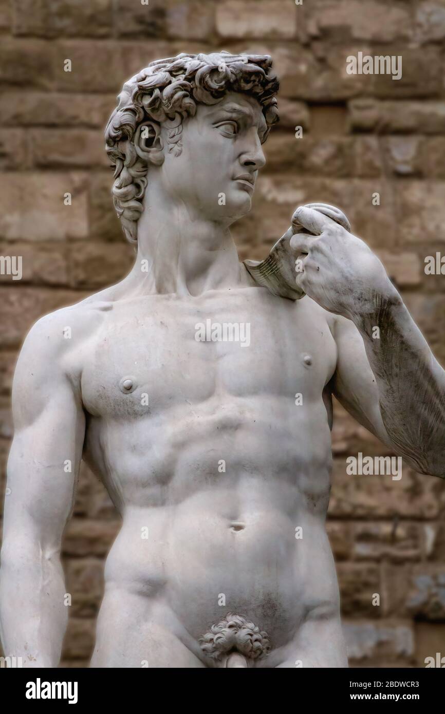 Statue de David en marbre, Florence, Toscane, Italie. Banque D'Images