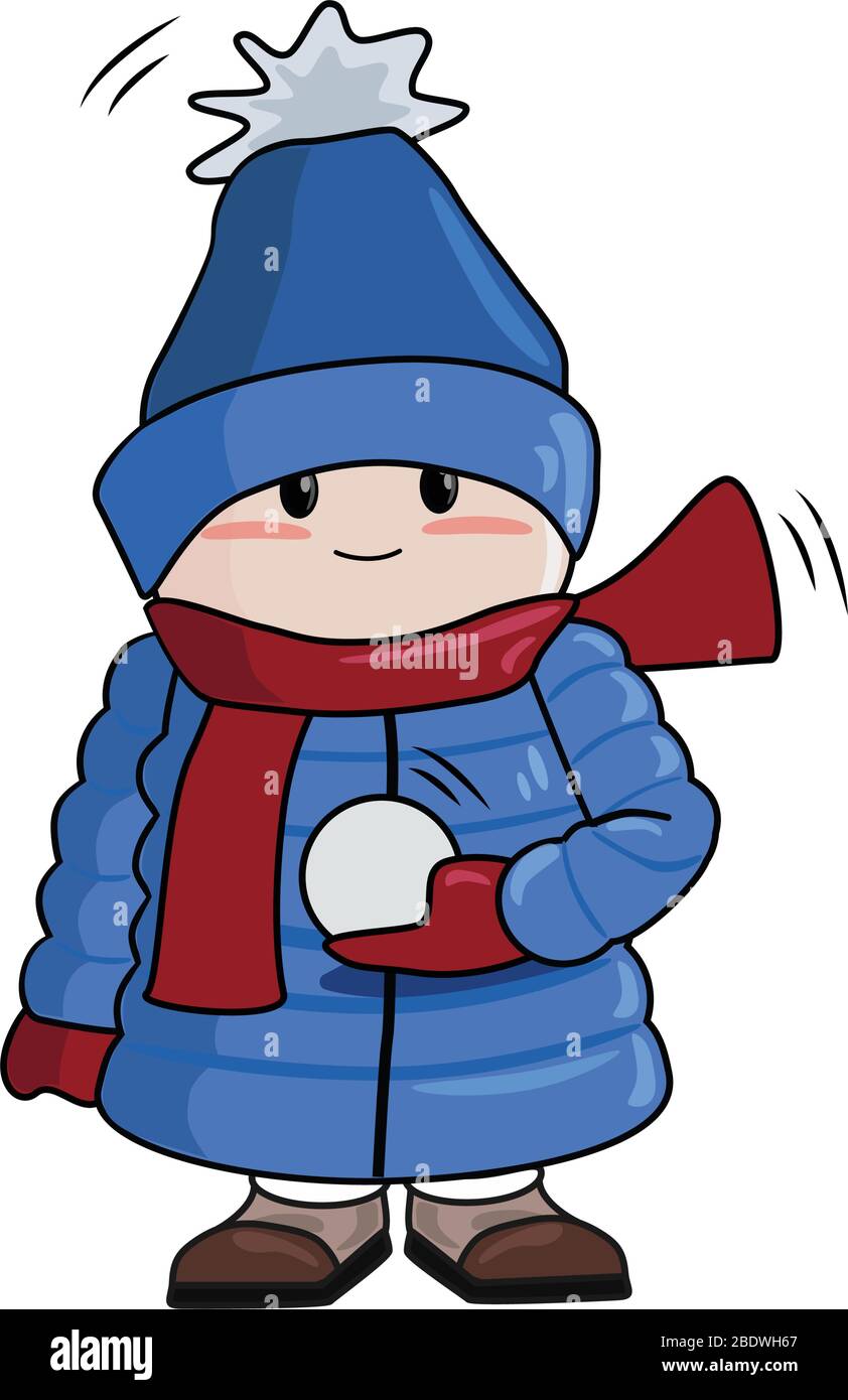 Une fille vêtue d'une veste d'hiver avec boule de neige Illustration de Vecteur