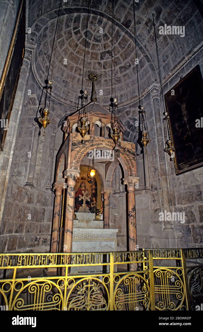 Intérieur de l'Église du Saint-Sépulcre, Jérusalem, Israël Banque D'Images