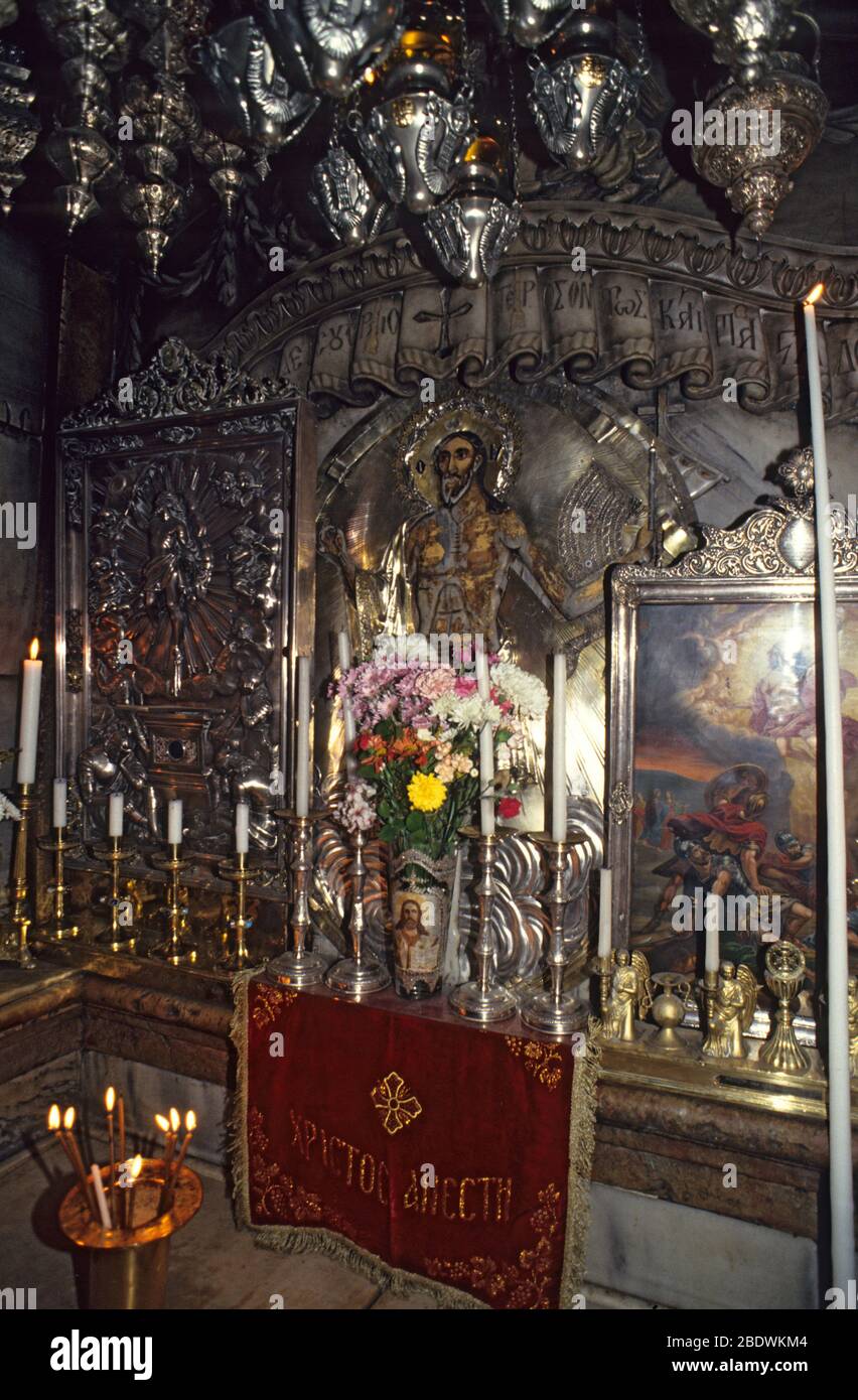 Intérieur de l'Église du Saint-Sépulcre, Jérusalem, Israël Banque D'Images