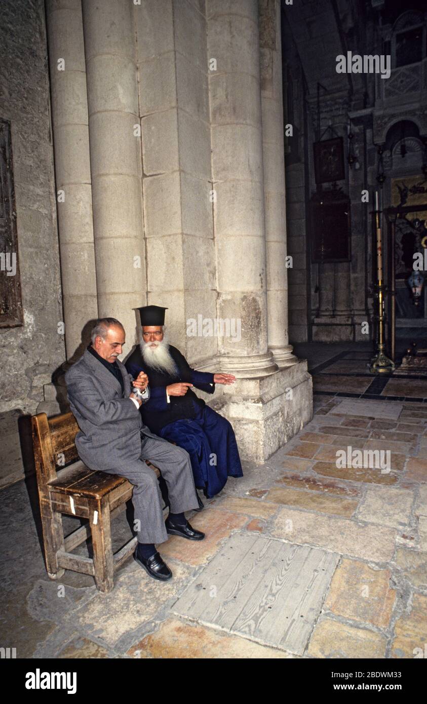 Intérieur de l'Église du Saint-Sépulcre, Jérusalem, Israël Banque D'Images