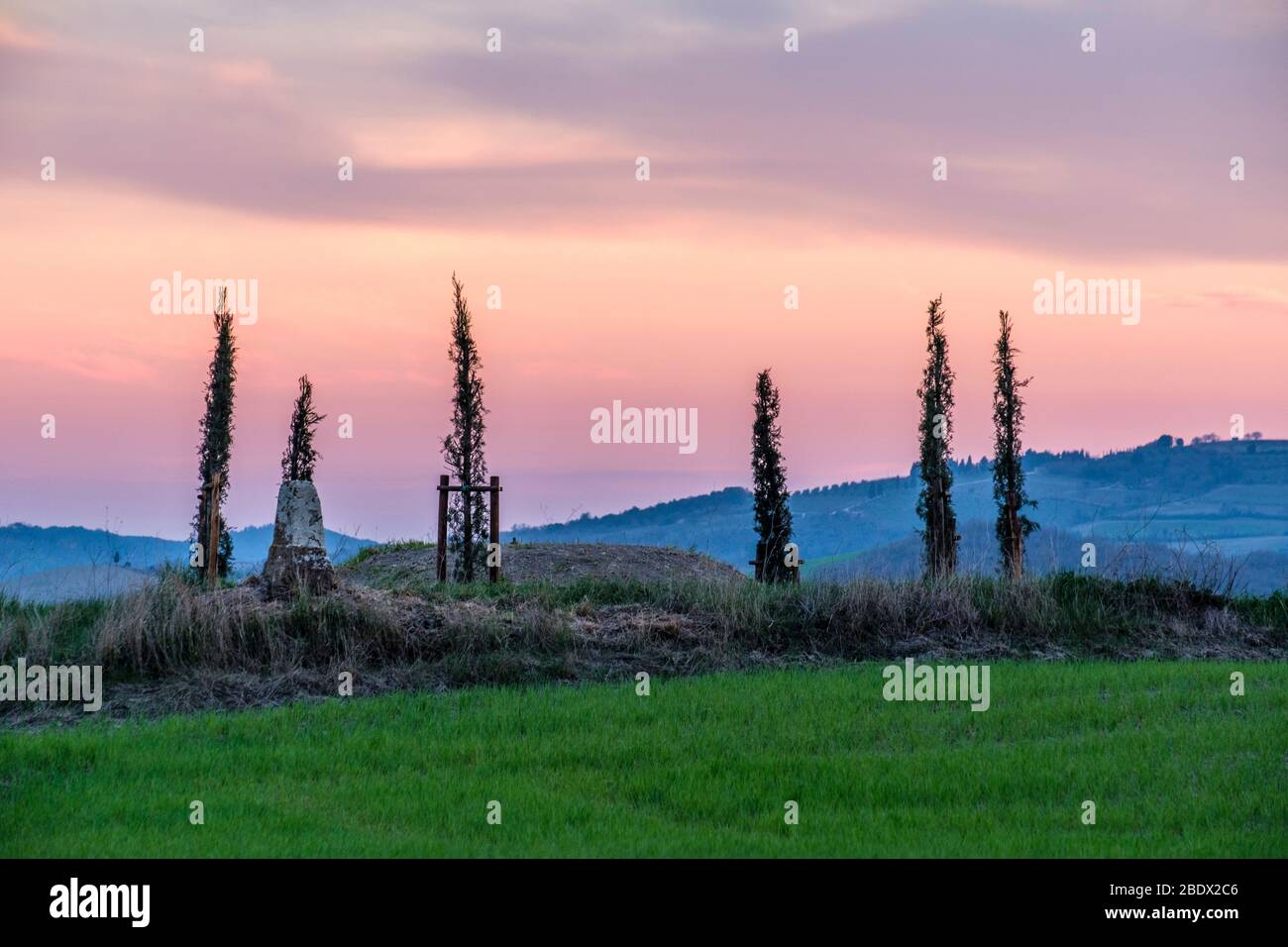 Val d'Orcia, Toscane, Italie Banque D'Images