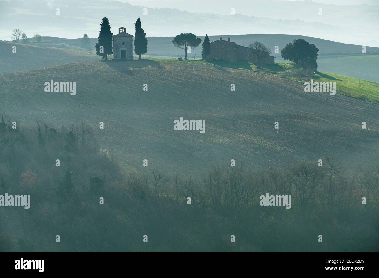 Val d'Orcia, Toscane, Italie Banque D'Images