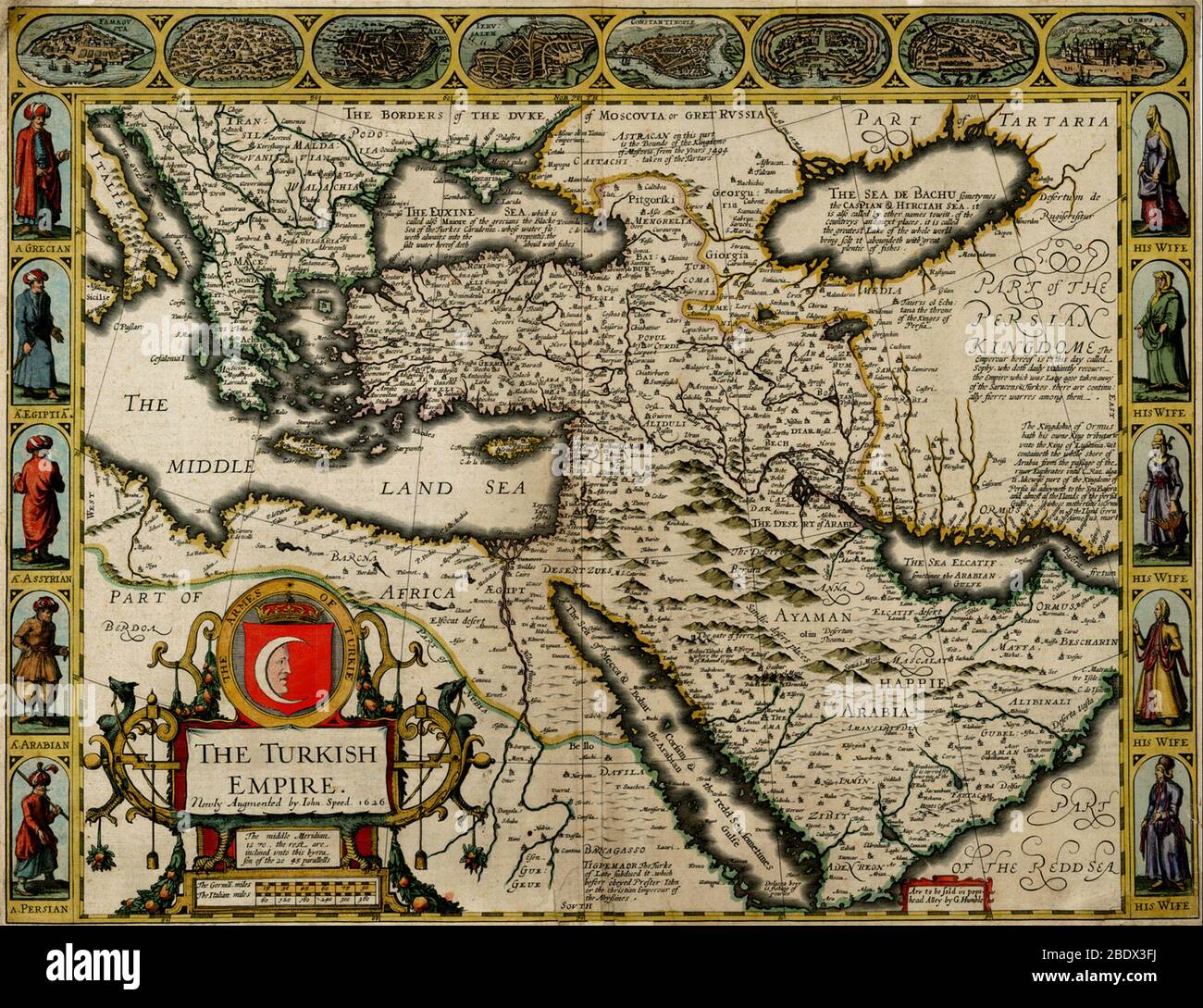 John Speed, carte de l'Empire turc, 1626 Banque D'Images