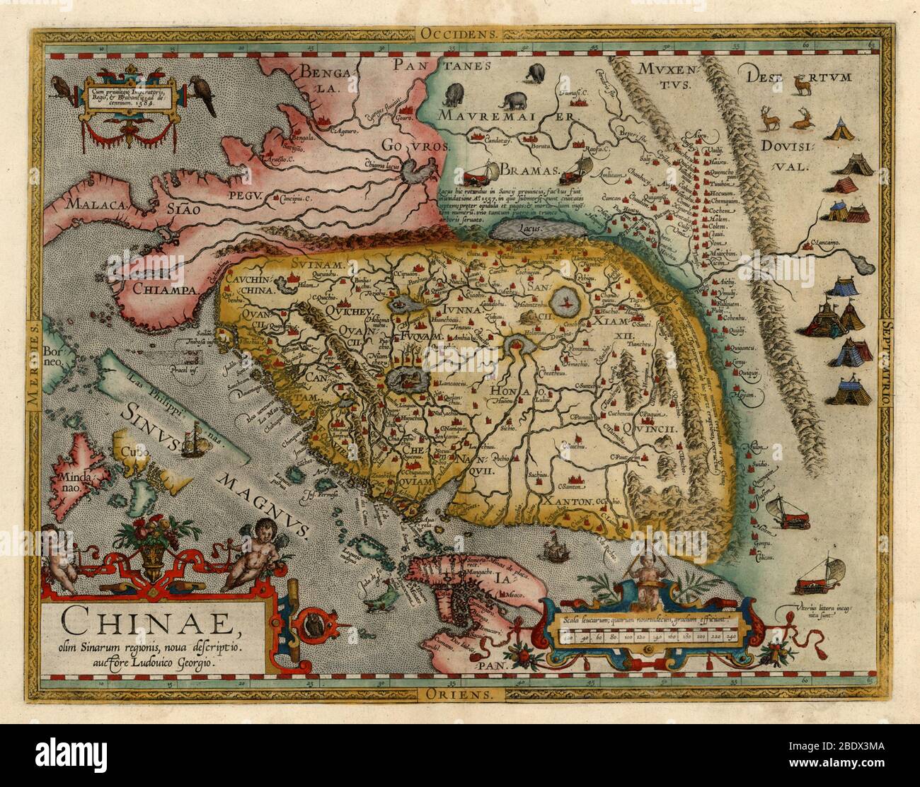 Luiz Jorge de Barbuda, carte de la Chine, 1584 Banque D'Images